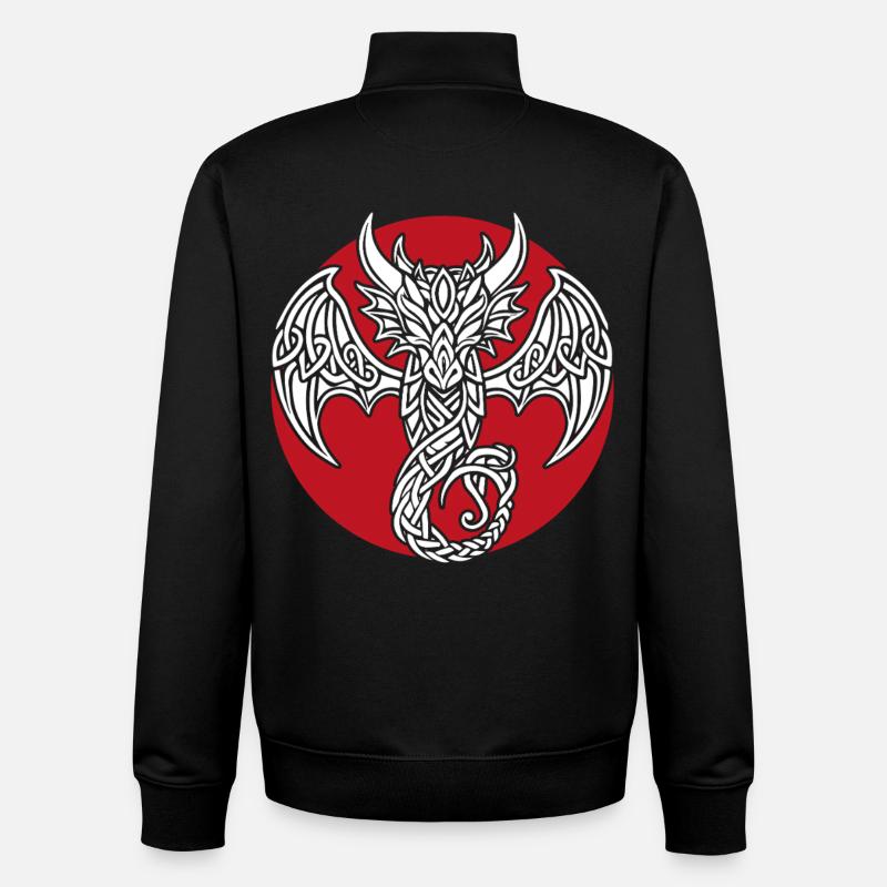 Weißer keltischer Drache auf Rot - Unisex Organic Zip Sweatshirt von Stanley/Stella - Schwarz