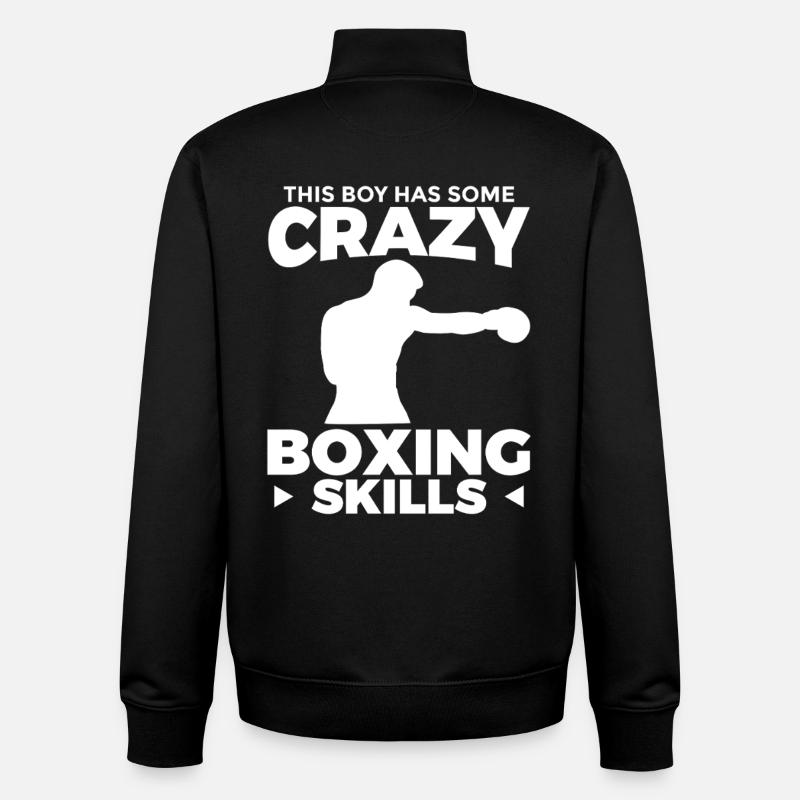 Garçon aux talents de boxe fous - Sweat zippé unisexe en coton bio Stanley/Stella - noir