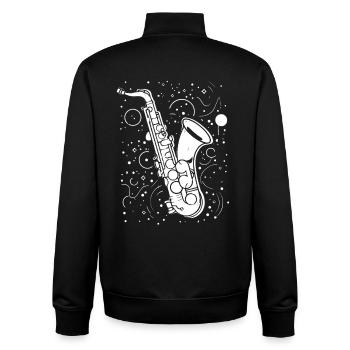 Dessin au saxophone - Sweat zippé unisexe en coton bio Stanley/Stella - noir - Dos - AI Model Male 185 light (185cm)