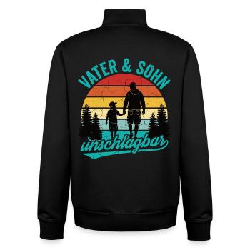 Vater & Sohn unschlagbar – Emotionales Retro Desig - Unisex Organic Zip Sweatshirt von Stanley/Stella - Schwarz - Hinten - AI Model Male 185 light (185cm)