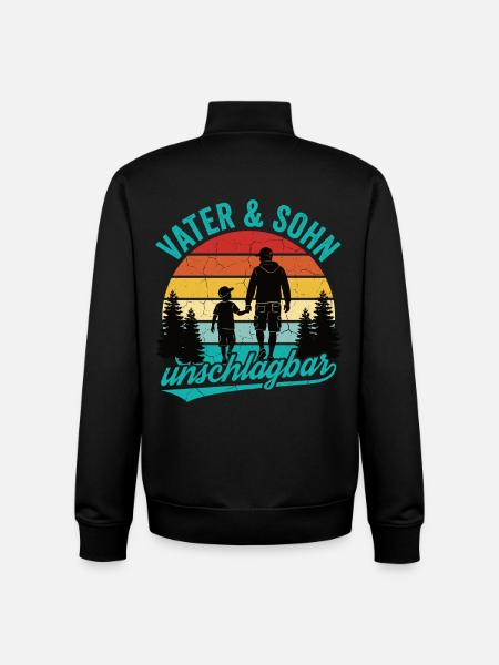 Father & Son Unbeatable – Emotional Retro Design - Unisex Organic Zip Sweatshirt by Stanley/Stella - black