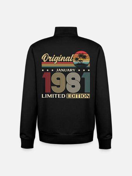 45e anniversaire Original janvier 1981 - Sweat zippé unisexe en coton bio Stanley/Stella - noir