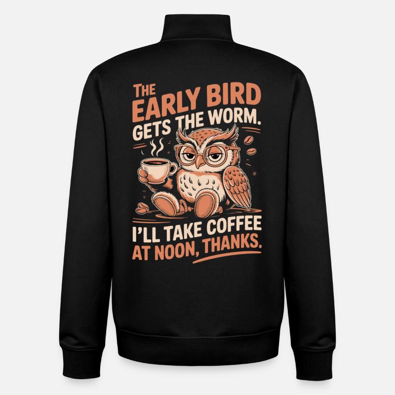 Lustige Eule und Kaffee - Unisex Organic Zip Sweatshirt von Stanley/Stella - Schwarz