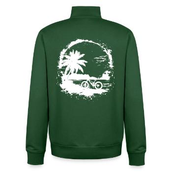Sketch de cycliste VTT - Sweat zippé unisexe en coton bio Stanley/Stella - vert bouteille - Dos - AI Model Male 185 dark (185cm)