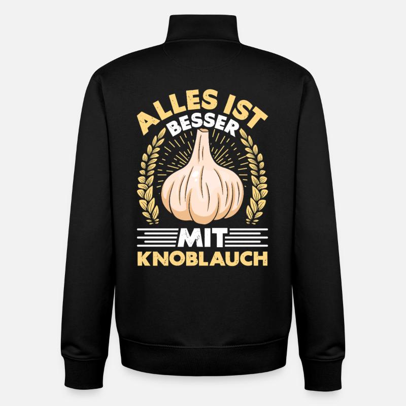 TOUT EST MIEUX AVEC DE L’AIL - Sweat zippé unisexe en coton bio Stanley/Stella - noir