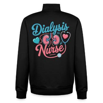Motivation de l’infirmière en dialyse - Soins rénaux - Sweat zippé unisexe en coton bio Stanley/Stella - noir - Dos - AI Model Male 185 light (185cm)