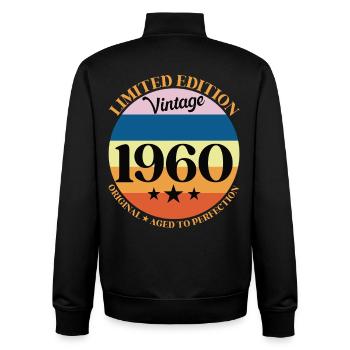 1960er Vintage-Geburtstagsgeschenk 60er Jahre - Unisex Organic Zip Sweatshirt von Stanley/Stella - Schwarz - Hinten - AI Model Male 185 light (185cm)