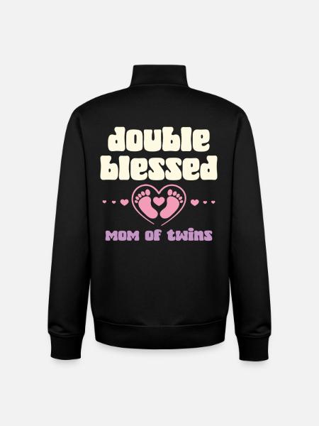 Doppelt gesegnet Zwillingsmama - Unisex Organic Zip Sweatshirt by Stanley/Stella - black