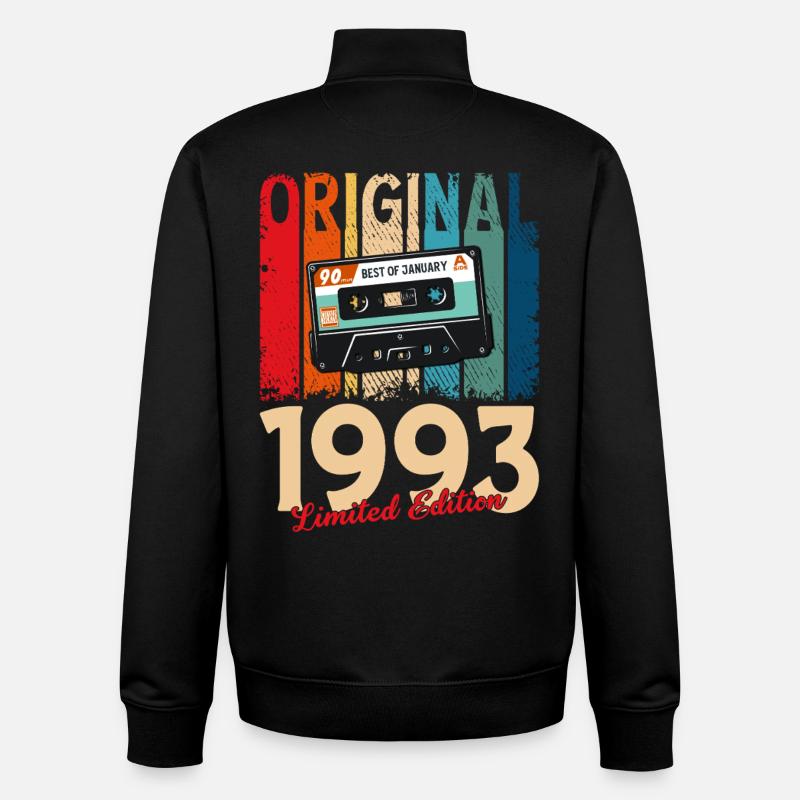 Cassette du 33e anniversaire janvier 1993 - Sweat zippé unisexe en coton bio Stanley/Stella - noir