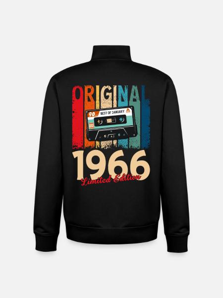 60th Birthday Cassette January 1966 - Unisex Organic Zip Sweatshirt by Stanley/Stella - black