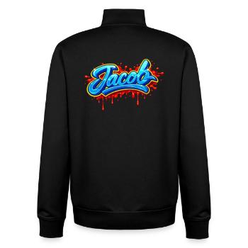 GRAFFITI NAME JACOB FOR PERFECT GIFT PRINTABLE - Unisex Organic Zip Sweatshirt by Stanley/Stella - black - Back - AI Model Male 185 light (185cm)