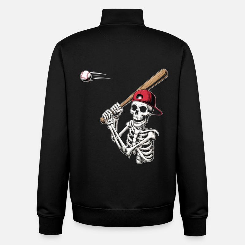 Baseball Skeleton - Sweat zippé unisexe en coton bio Stanley/Stella - noir