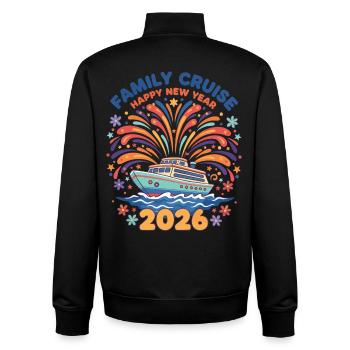 Croisière en famille Bonne année 2026 Feux d’artifice - Sweat zippé unisexe en coton bio Stanley/Stella - noir - Dos - AI Model Male 185 light (185cm)