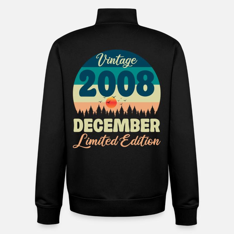 Anniversaire Décembre 2008 Cadeau D'anniversaire  - Sweat zippé unisexe en coton bio Stanley/Stella - noir
