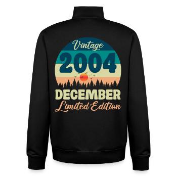 Anniversaire Décembre 2004 Cadeau D'anniversaire  - Sweat zippé unisexe en coton bio Stanley/Stella - noir - Dos - AI Model Male 185 light (185cm)