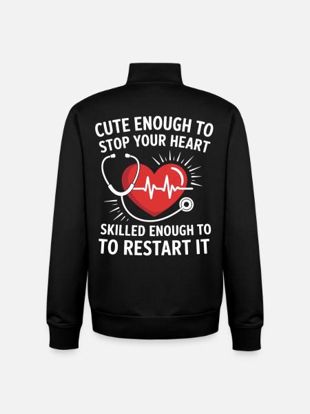 Heart restart motif with stethoscope - Unisex Organic Zip Sweatshirt by Stanley/Stella - black