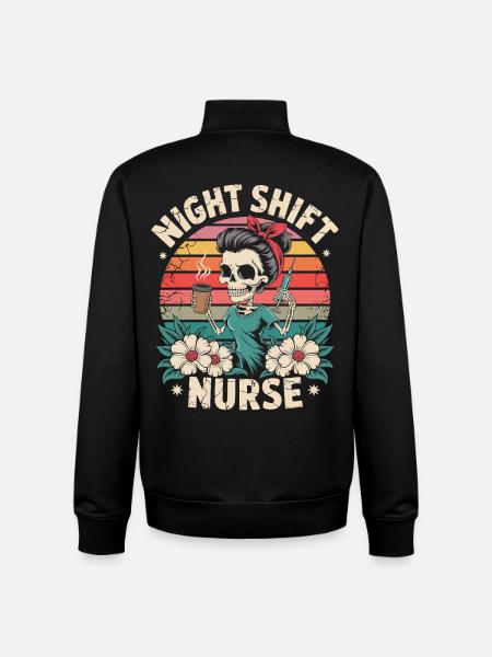 Night Shift Nurse Retro - Unisex Organic Zip Sweatshirt by Stanley/Stella - black