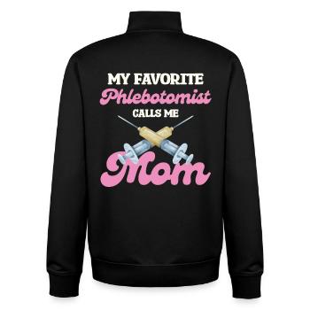 My favorite phlebotomist mom - Unisex Organic Zip Sweatshirt by Stanley/Stella - black - Back - AI Model Male 185 light (185cm)