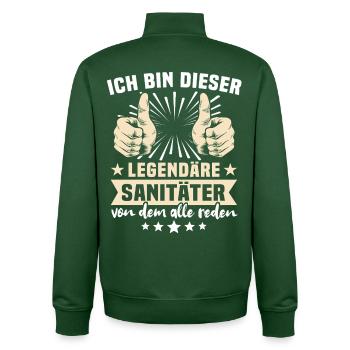 Sanitäter Sprüche - Unisex Organic Zip Sweatshirt von Stanley/Stella - Flaschengrün - Hinten - AI Model Male 185 dark (185cm)