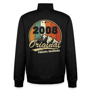2008 Vintage Retro Birthday Gift - Unisex Organic Zip Sweatshirt by Stanley/Stella - black - Back - AI Model Male 185 light (185cm)