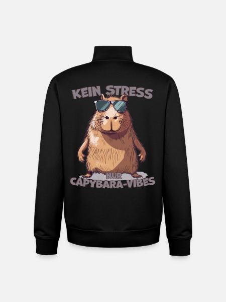 Capybara Saying No Stress Only Vibes - Unisex Organic Zip Sweatshirt by Stanley/Stella - black