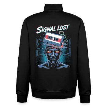 Signal Lost Retro Sci-Fi Glitch Design - Unisex Organic Zip Sweatshirt by Stanley/Stella - black - Back - AI Model Male 185 light (185cm)