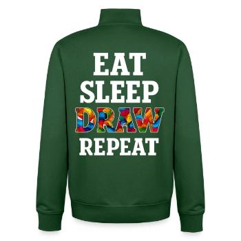 Essen Schlafen Zeichnen Eat Sleep Draw Repeat - Unisex Organic Zip Sweatshirt by Stanley/Stella - bottle green - Back - AI Model Male 185 dark (185cm)