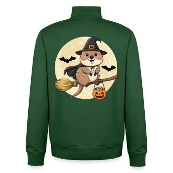 Douce Sorcière Quokka Halloween - Sweat zippé unisexe en coton bio Stanley/Stella - vert bouteille - Dos - AI Model Male 185 dark (185cm)