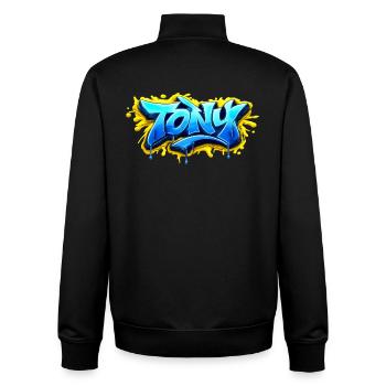 GRAFFITI NAME TONY FOR PERFECT GIFT PRINTABLE - Unisex Organic Zip Sweatshirt by Stanley/Stella - black - Back - AI Model Male 185 light (185cm)