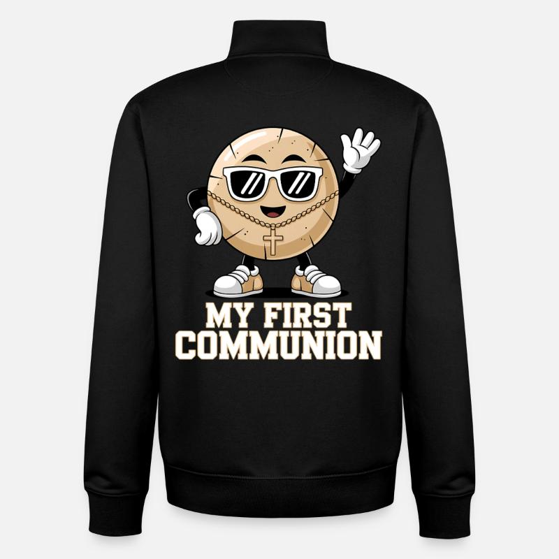 Biscuit de première communion avec style - Sweat zippé unisexe en coton bio Stanley/Stella - noir
