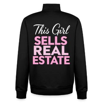 Cette fille vend de l’immobilier - Sweat zippé unisexe en coton bio Stanley/Stella - noir - Dos - AI Model Male 185 light (185cm)