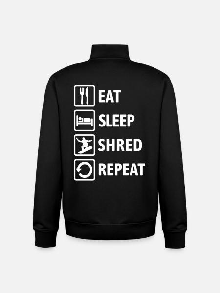 Eat Sleep Shred Repeat - Snowboarding - Unisex Organic Zip Sweatshirt by Stanley/Stella - black