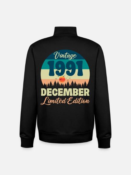 Birthday December 1991 Birthday Gift - Unisex Organic Zip Sweatshirt by Stanley/Stella - black