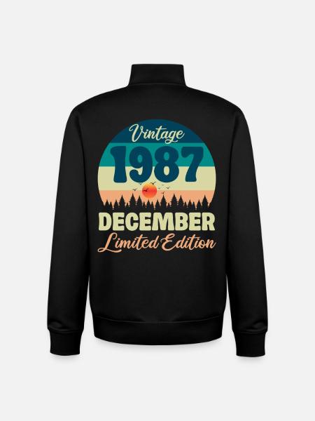 Birthday December 1987 Birthday Gift - Unisex Organic Zip Sweatshirt by Stanley/Stella - black