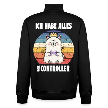 lama playing videogame - Unisex Organic Zip Sweatshirt von Stanley/Stella - Schwarz - Hinten - AI Model Male 185 light (185cm)