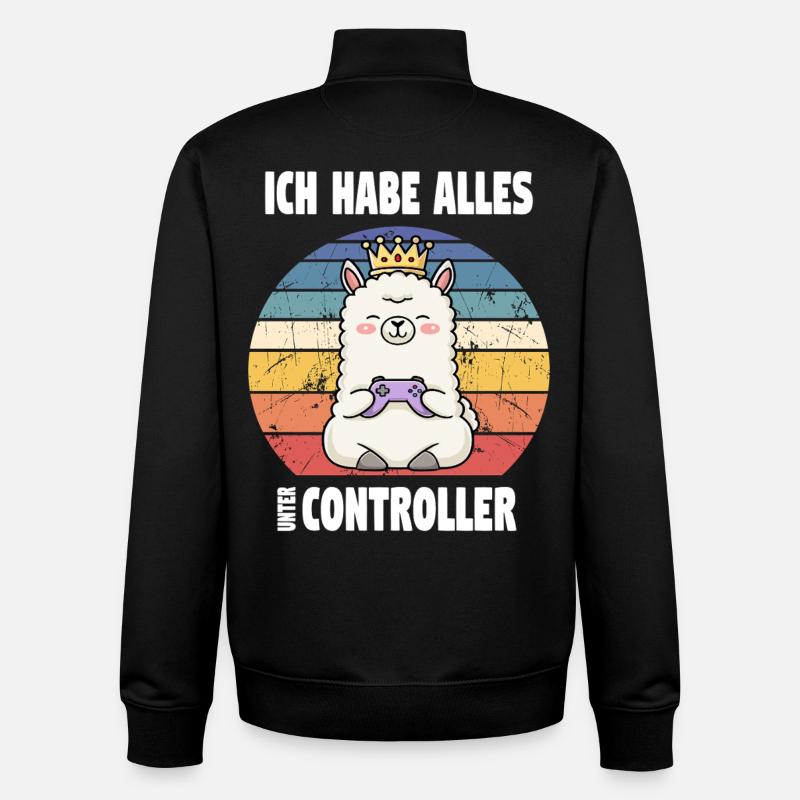 lama playing videogame - Unisex Organic Zip Sweatshirt von Stanley/Stella - Schwarz
