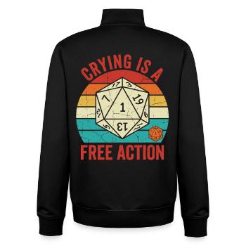 Crying is a Free Action – TTRPG Gamer Design - Unisex Organic Zip Sweatshirt von Stanley/Stella - Schwarz - Hinten - AI Model Male 185 light (185cm)