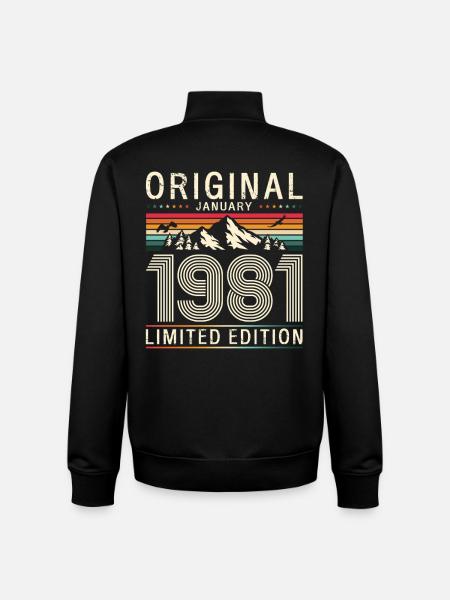 45th Birthday Original January 1981 - Unisex Organic Zip Sweatshirt by Stanley/Stella - black