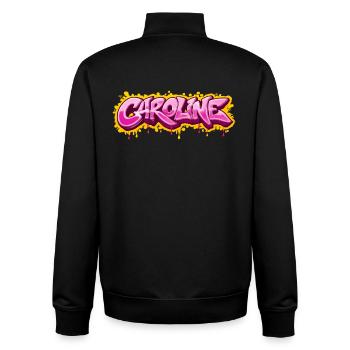 CAROLINE GRAFFITI NAME FÜR PERFEKTES GESCHENK DRUCKBAR - Unisex Organic Zip Sweatshirt von Stanley/Stella - Schwarz - Hinten - AI Model Male 185 light (185cm)