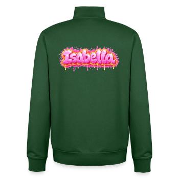 ISABELLA GRAFFITI NAME FOR PERFECT GIFT PRINTABLE - Unisex Organic Zip Sweatshirt by Stanley/Stella - bottle green - Back - AI Model Male 185 dark (185cm)