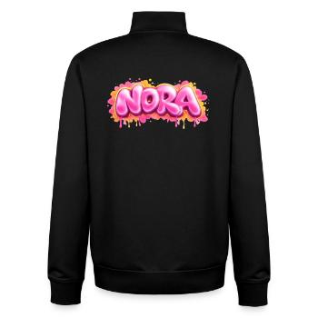 NORA GRAFFITI NAME FOR PERFECT GIFT PRINTABLE on c - Unisex Organic Zip Sweatshirt by Stanley/Stella - black - Back - AI Model Male 185 light (185cm)