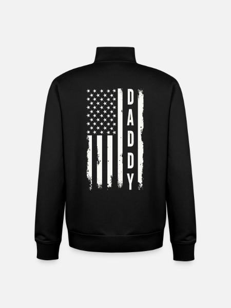 Daddy US Flag Patriotic Father America - Unisex Organic Zip Sweatshirt by Stanley/Stella - black