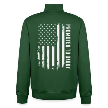 Promoted To Daddy US Flag Proud Dad - Unisex Organic Zip Sweatshirt by Stanley/Stella - bottle green - Back - AI Model Male 185 dark (185cm)