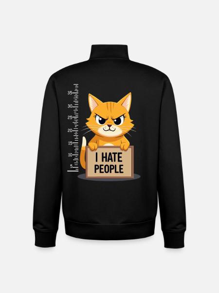 Griesgrämige Katze I Hate People Polizeifoto - Unisex Organic Zip Sweatshirt by Stanley/Stella - black