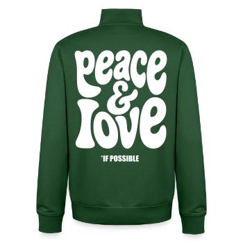 PEACE LOVE #2 - let's talk  - Sweat zippé unisexe en coton bio Stanley/Stella - vert bouteille - Dos - AI Model Male 185 dark (185cm)