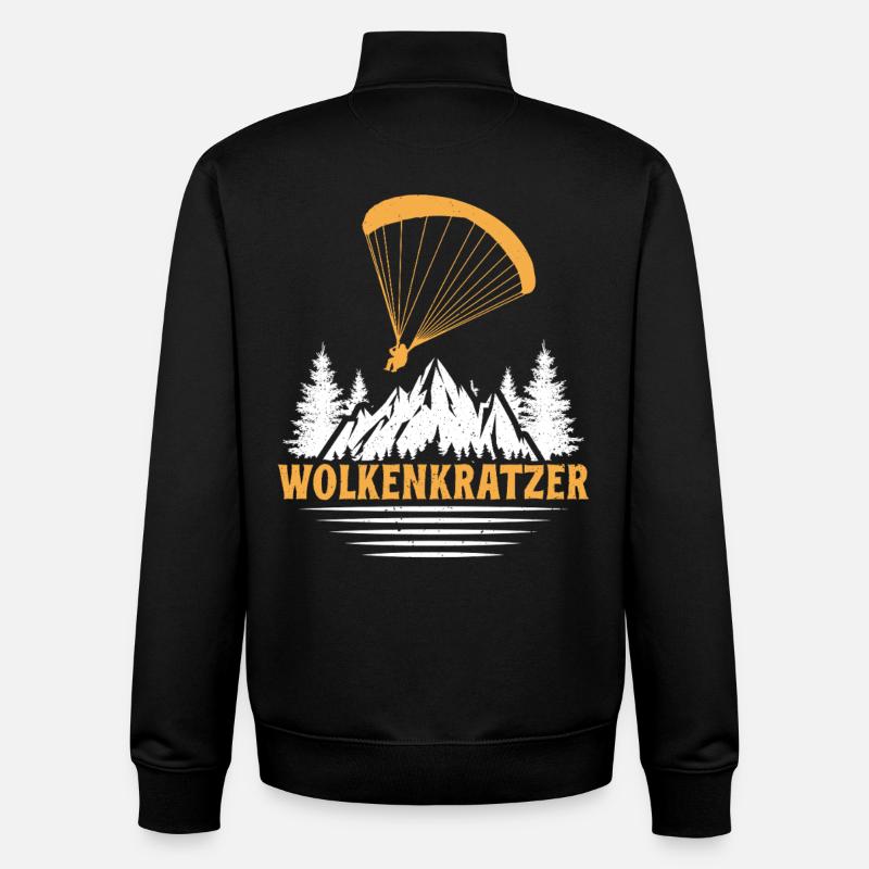 Paraglider SKYSCRAPER FUNNY - Unisex Organic Zip Sweatshirt by Stanley/Stella - black