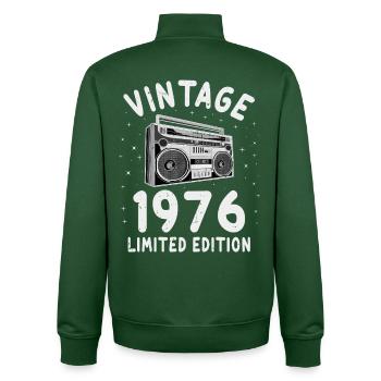 Vintage 1976 50th Birthday Cassette Tape - Unisex Organic Zip Sweatshirt by Stanley/Stella - bottle green - Back - AI Model Male 185 dark (185cm)