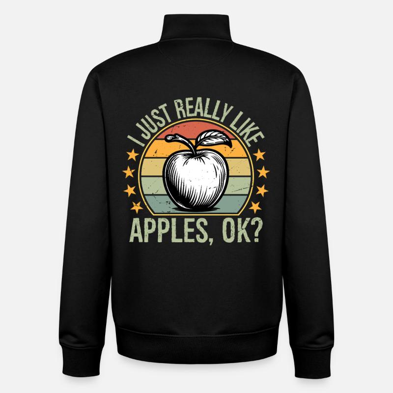 I just really like apples ok - Unisex Organic Zip Sweatshirt von Stanley/Stella - Schwarz