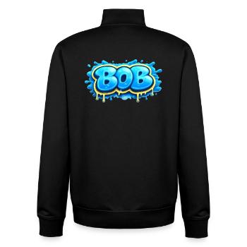 BOB GRAFFITI NAME FOR PERFECT GIFT PRINTABLE - Unisex Organic Zip Sweatshirt by Stanley/Stella - black - Back - AI Model Male 185 light (185cm)