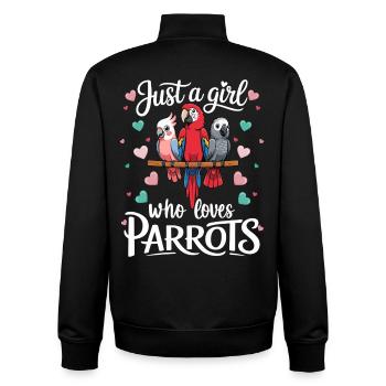 Mädchen Das Papageien Liebt Bunte Papageien - Unisex Organic Zip Sweatshirt von Stanley/Stella - Schwarz - Hinten - AI Model Male 185 light (185cm)